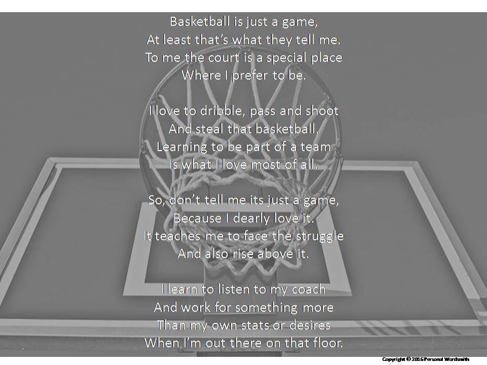 Basketball Poem Photo Print Downloadable Basketball Poem