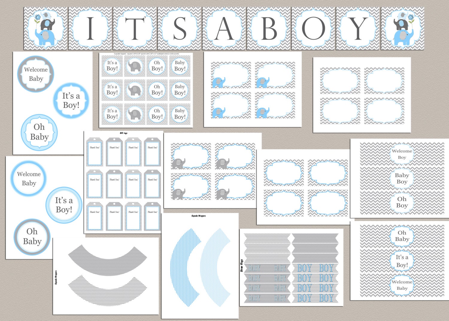 Boy Baby Shower Party Pack Baby Shower Party Package Printable