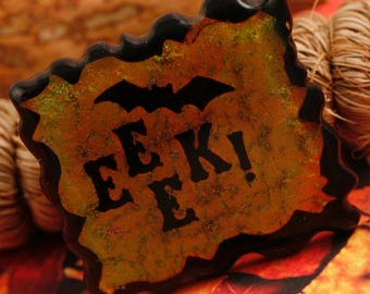 EEEK! Fused Glass Halloween Pin No. 22970