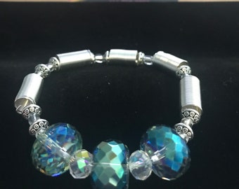 Beaded, coil bracelet