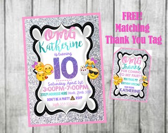 Emoji Invitation, Emoji Glitter Invitation, Emoji Birthday Invitation, Emoji Birthday, Emoji Invite, Emoji Glitter
