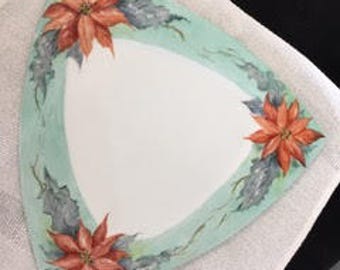 Holiday Plate. Hand painted triangle plate