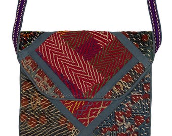 Hand stitched bag - Denim Blue trim