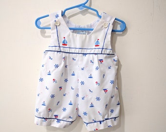 Sailor Romper with hat / nautical romper red white and blue / by Mothercare size 6-9 months