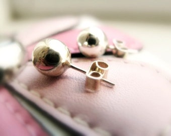 Sterling Silver Ball Earrings - Vintage / 7mm