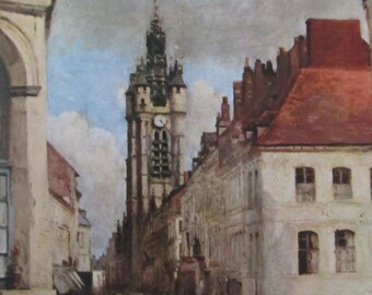 Belfry at Douai, Crispin and Seapin /Reproduction Fine Art Prints/1951 2-Sided Vintage Book Page/9.5 x 13 in