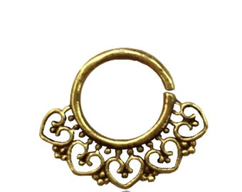 Setto piercing naso anelli cuore spirale arches punti ottone 1mm orecchino dorato esotiche anticato (BN-165)