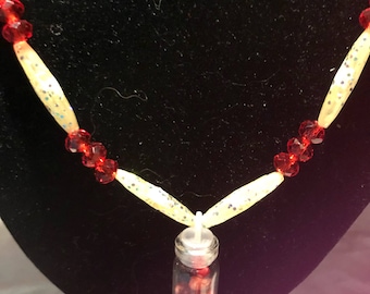 Red glittery potion jar necklace