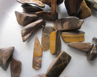 Extra Large Tiger Eye Chip Nugget Beads 17-29mm 14 Beads