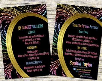 Thank You Care Cards Instructions- Post Card | 4 x 6 JPEG and PDF | Instant Download - Wash card, Care instructions
