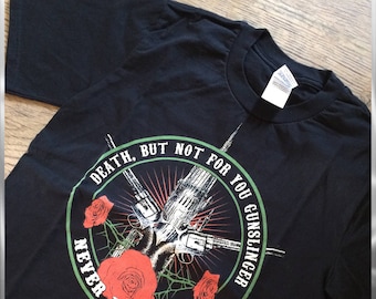 Stephen King the dark tower inspired screen printed t-shirt, hand screen printed horror movie inspired shirt, nameless city