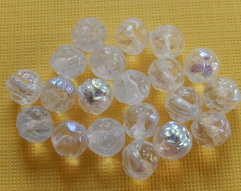 20 Clear AB Rose Czech Glass Beads 7mm