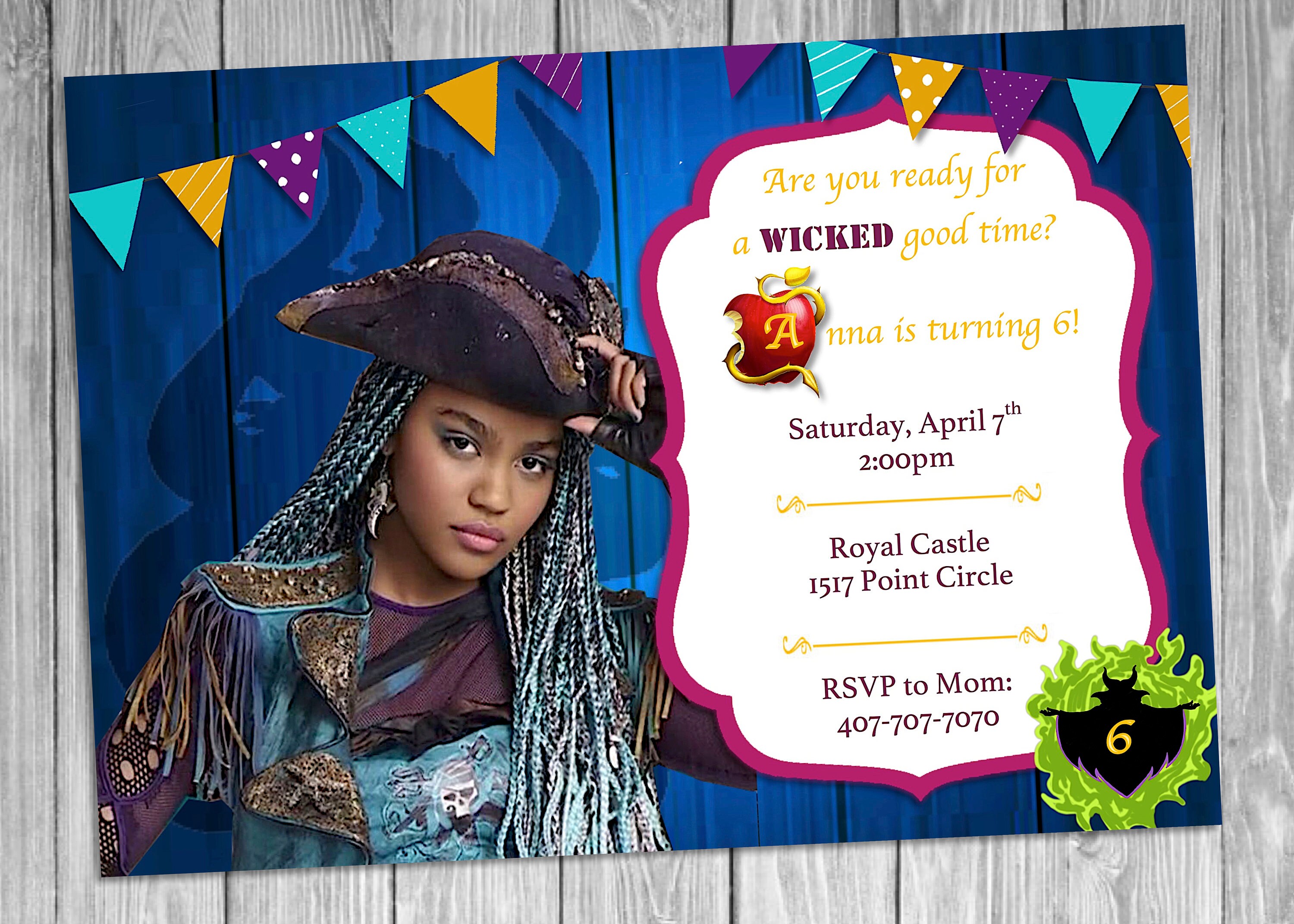 Uma Descendants 2 Birthday Invitation