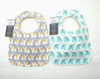 Baby Bib, Organic, Flannel Bib, Elephant, Gender Neutral baby, Reflux bib, Drool, Boy Bib, Girl Bib, Feeding, fits 3 months to 2 yrs plus