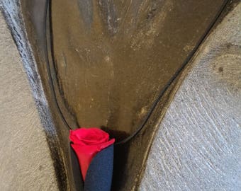 Necklace "crock" black real red rose stabilized