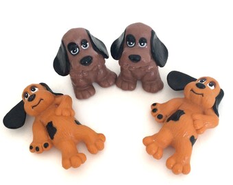 Vintage 1980's Pound Pups Plastic Toys- Pound Puppy Dog Figures- 1984 Pound Puppies Retro Toy