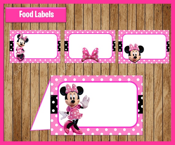 pink minnie mouse food tent cards instant download printable