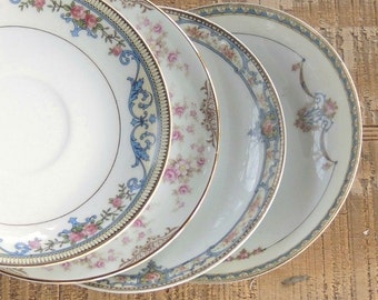 Mismatched Noritake Saucers Set of 4 Plates for Wedding Bridesmaid Luncheon Tea Party