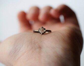 Raw Diamond Engagement Ring, Rough Diamond Ring, Uncut Diamond Ring, Anniversary Ring, Sterling Silver Engagement Ring, Size 4 Avello