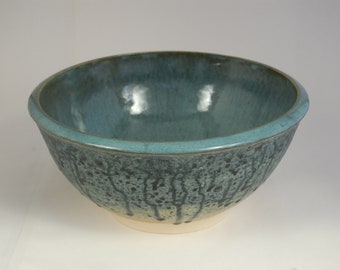 Footed Blue Ash Glaze Bowl