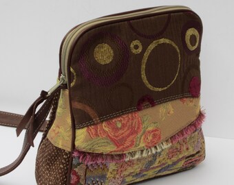 SHOULDER BAG Fabric Collage with Leather The Colors of Spring by Elizabeth Z Mow