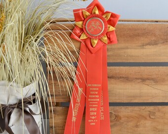 Horse show ribbon; 1966 horse show red ribbon; horse show award ribbon; vintage horse show ribbon