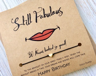 30th Birthday For Her 30th Birthday Gift 30th Birthday Card 30th Birthday Gifts For Her Thirtieth Birthday 30 And Fabulous Wish Bracelet