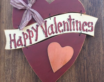 Primitive Wooden Valentine Heart