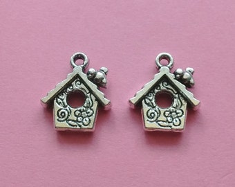 5 Birdhouse Charms Silver - CS2077