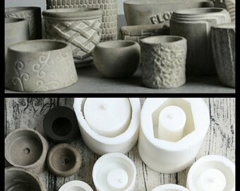 DIY Succulent plants flower pots moulds Silicone concrete cement mold Clay mould concrete planter mold