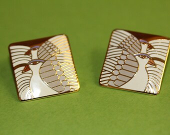 VINTAGE Laurel Burch MOON DOVES pierced / post earrings