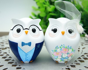 Owl Wedding Cake Topper,Nerdy Wedding Cake Topper,Blue Wedding Cake Topper,Love Bird Wedding Cake Topper,Owl Gifts,Nerdy Groom Cake Topper