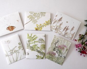 6 handmade nature envelopes for journals made from vintage paper, junk journal supplies