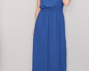 SALE Blue bridesmaid dress Blue maxi dress Boho dress Chiffon dress Sun dress Summer dress Prom dress Keyhole dress Royal blue dress Long dr