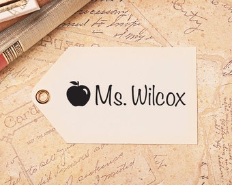 School Teacher Stamp, Back to School, Teacher Gift, Apple Stamp, Teacher Appreciation Gift, Personalized Name Stamp, HT100