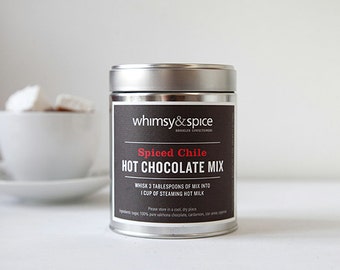 Spiced Chile Hot Chocolate Mix with Cardamom and Star Anise, Gourmet Drinking Chocolate