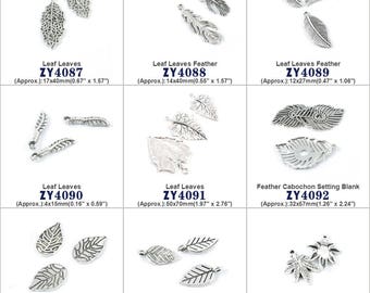 Leaf Leaves Feather Cabochon Setting Blank Jewelry Making Supply Charms Findings