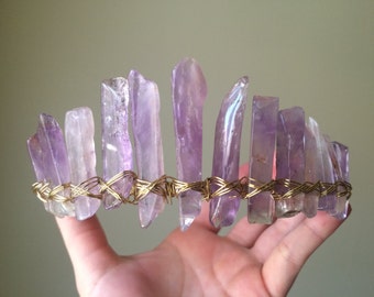 Amethyst crystal crown, Mermaid crown, mermaid tiara, reiki, crystal crown, crystal tiara, festival headpiece, boho, bohemian