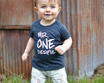 Mr ONEderful 1st Birthday shirt Front and Back design