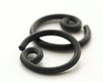 1 Pair - Black Niobium Hypoallergenic Earring Hoops - 16 gauge - 12mm - Switch System