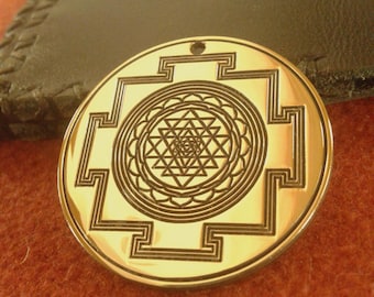 Sri Yantra pendant - Brass, Yoga necklace, Yantra jewerly