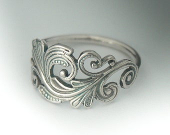 Swirl Scroll Ring, Classic Sterling Silver Art Nouveau Ring, Swirl Scroll Jewelry, Sterling Silver Ring, Ring, Antique Style Ring