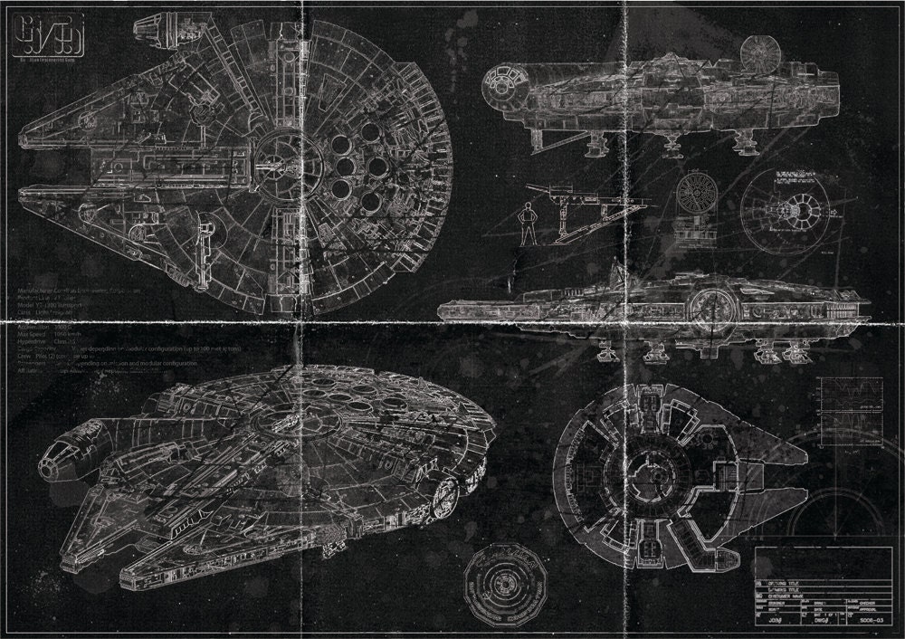 Millennium Falcon Blueprint Blackprint Edition