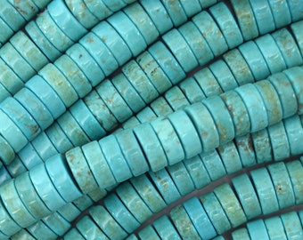 8mm blue turquoise heishi beads 16" strand 39989