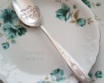 Ice-Cream-Spoon-Stamped-Personalized-Gift-Engraved-Custom-Vintage-Silverware-His-Hers-Dad's-Custom-Server-Teaspoon-Tablespoon-Dessert-Silver