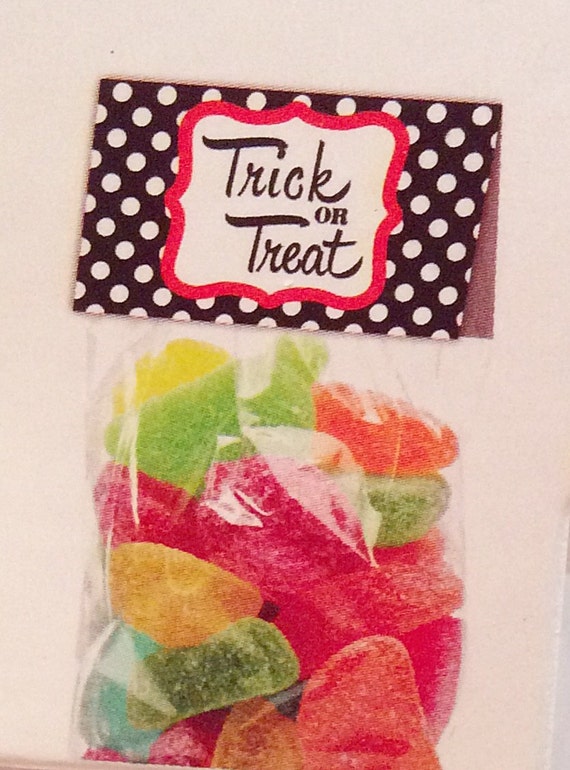 Halloween favor bags black with white polka dots