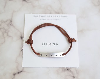 Ohana bracelet, friendship necklace, ohana jewelry, leather bracelets for women, gift for her, custom bracelet, family bracelet, ohana