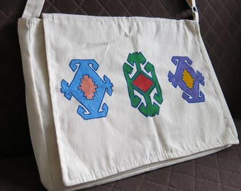 Hand painted messenger bag, shoulder bag