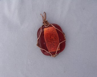 Art Glass Dichroic Glass Jewelry, Fused Dichroic Glass Pendant, Wire Wrapped Glass Dichroic Jewelry, Dichroic Glass Art Fused Pendants