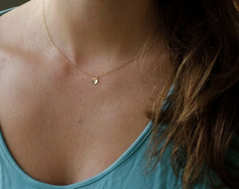 Gold disc Initial Necklace, Bridesmaid Jewelry, Personalized Initial Necklace, Mothers Gift, Sisters Gift, Girlfriends Gift, FREE SHIPPING